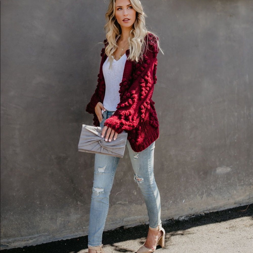 Vici wine heartwarming knit cardigan